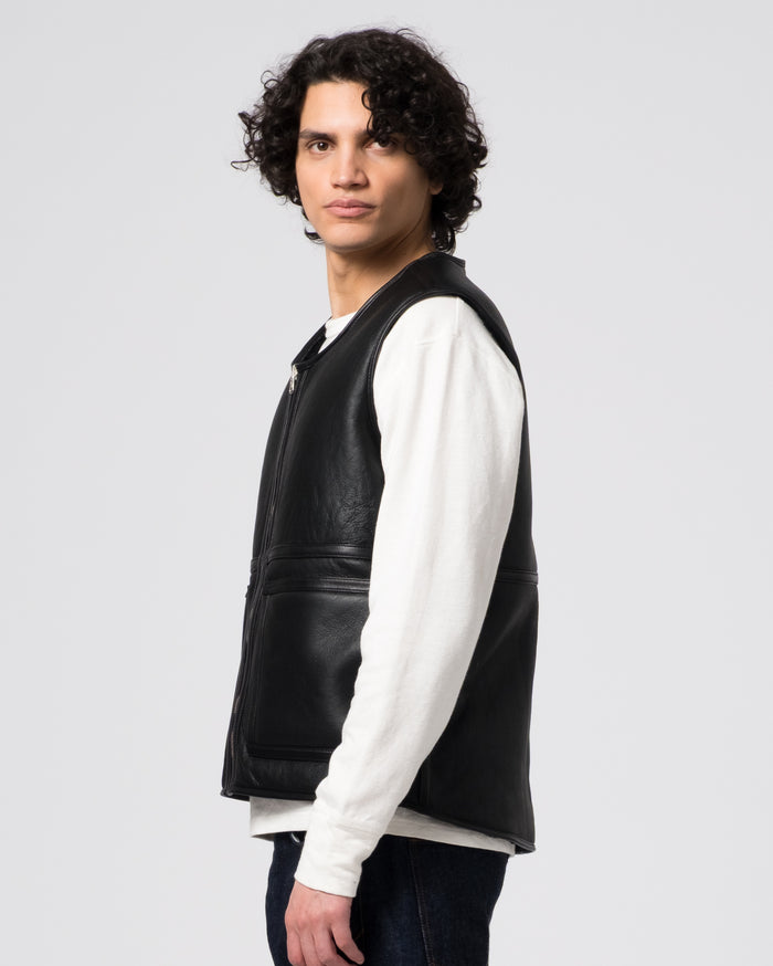 Eat Dust Aviator Vest Shearling Black