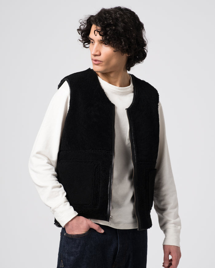 Eat Dust Aviator Vest Shearling Black