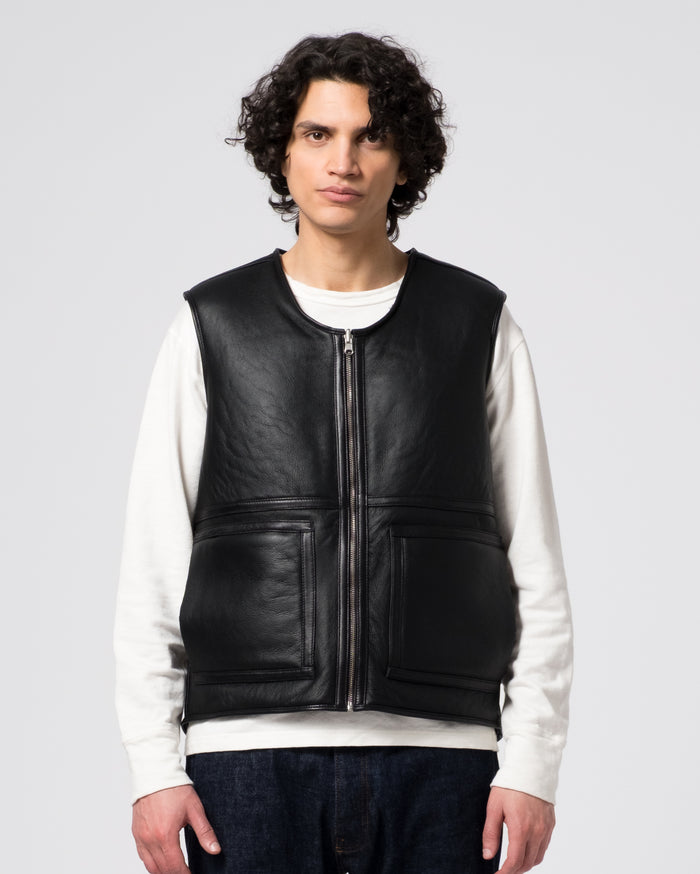 eat dust Aviator Vest Shearling Black