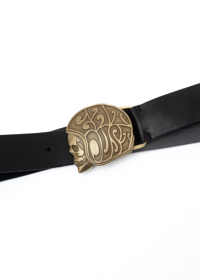 Eat Dust Belt Skull Logo Black