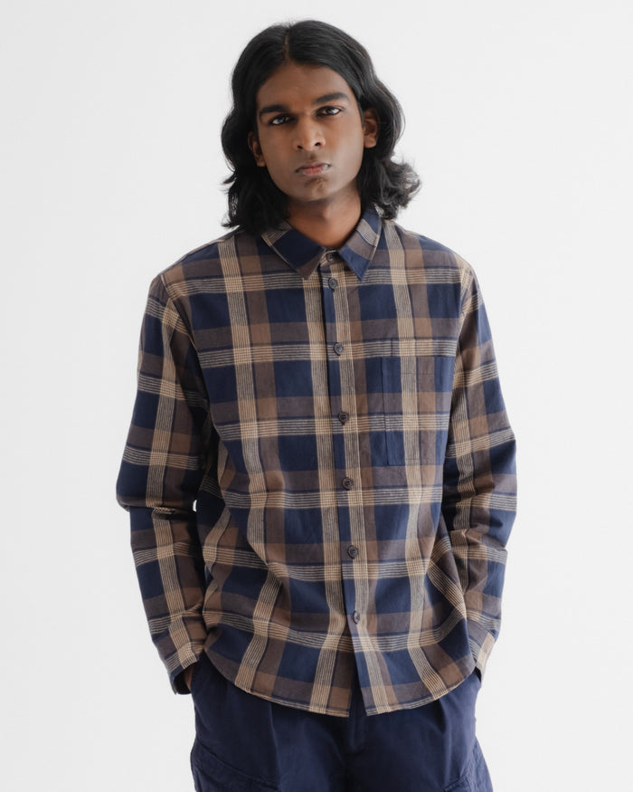 eat dust Combat Shirt Constant Check Navy