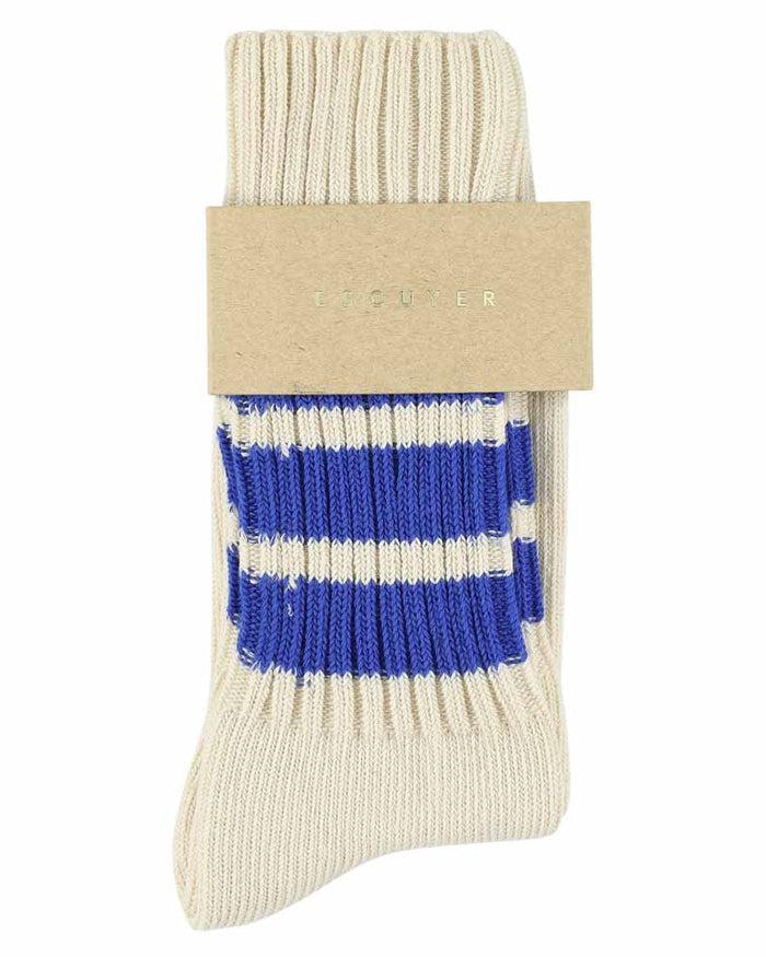 Eat Dust Crew Stripes Sock Ecru/Bright Blue