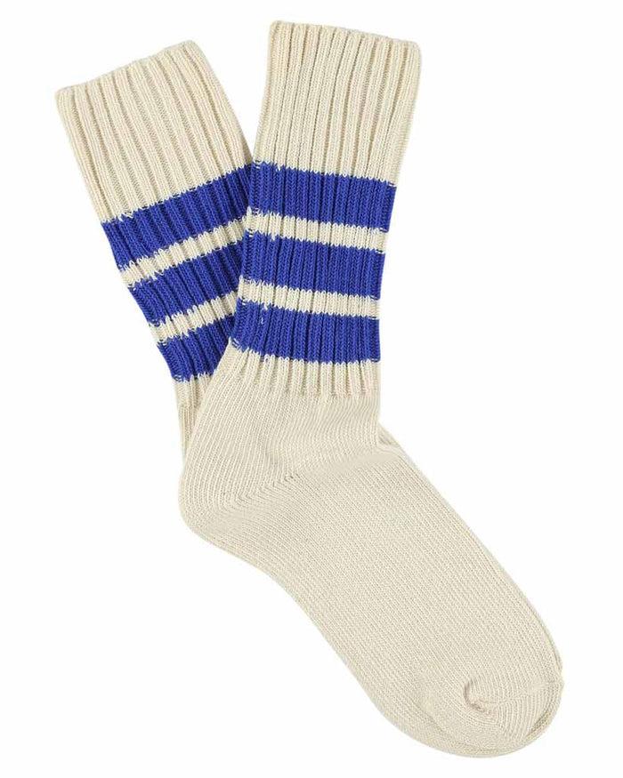 eat dust Crew Stripes Sock Ecru/Bright Blue