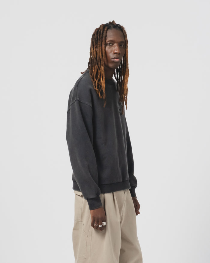 Eat Dust Detroit Sweater Basic Fleece Washed Black