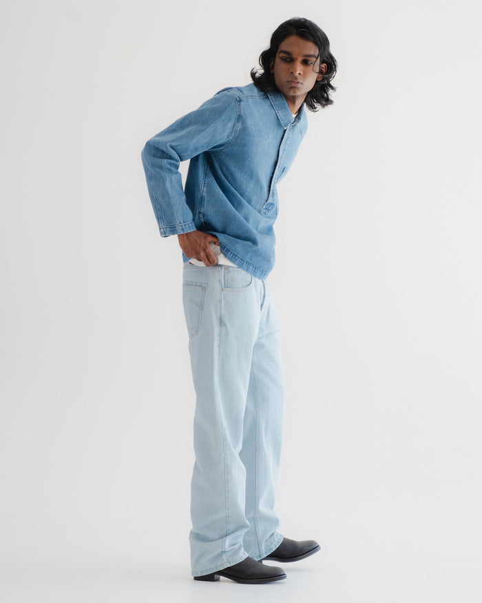 Eat Dust Fisherman Shirt Delhi Denim Bleach Wash