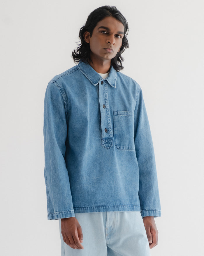 eat dust Fisherman Shirt Delhi Denim Bleach Wash