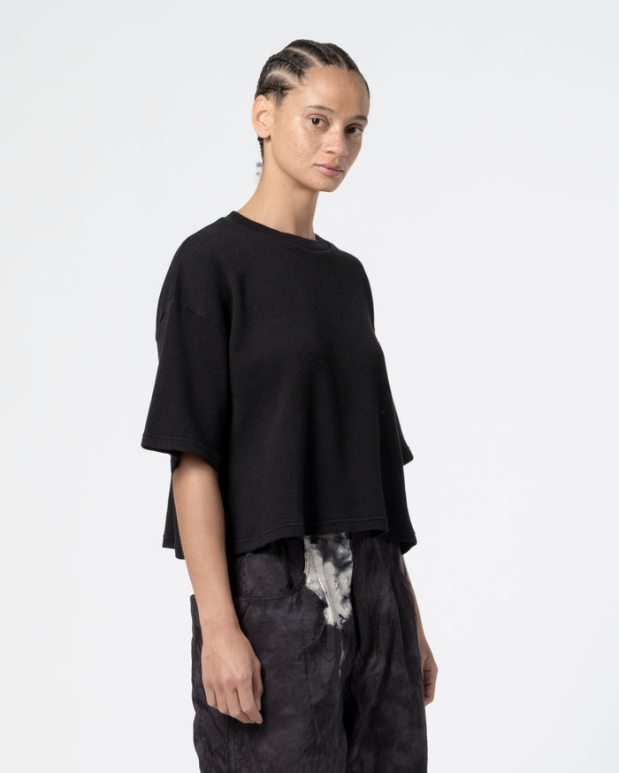eat dust G.o.D Big T Cropped Waffle Jersey Black