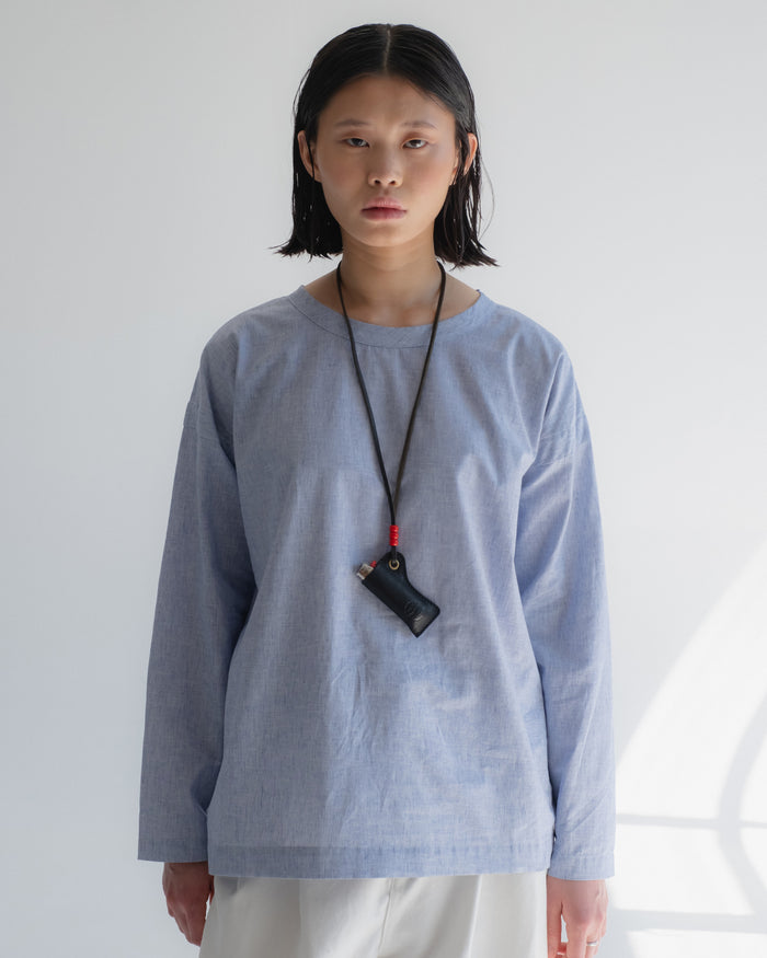 eat dust G.o.D Gardener Smock Linen Poplin Blue