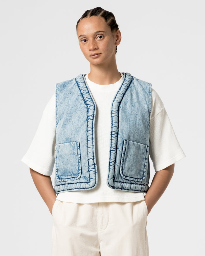 eat dust G.o.D Tsuki Vest Salt Lake Denim Blue