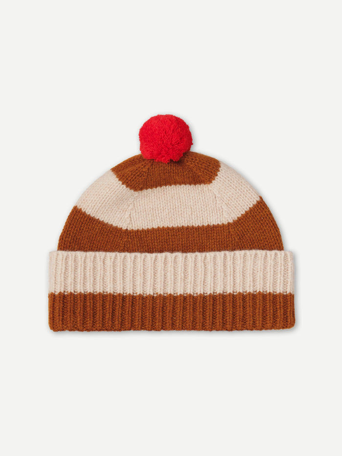eat dust JG Stripe Pompom Hat Cumin/Oatmeal