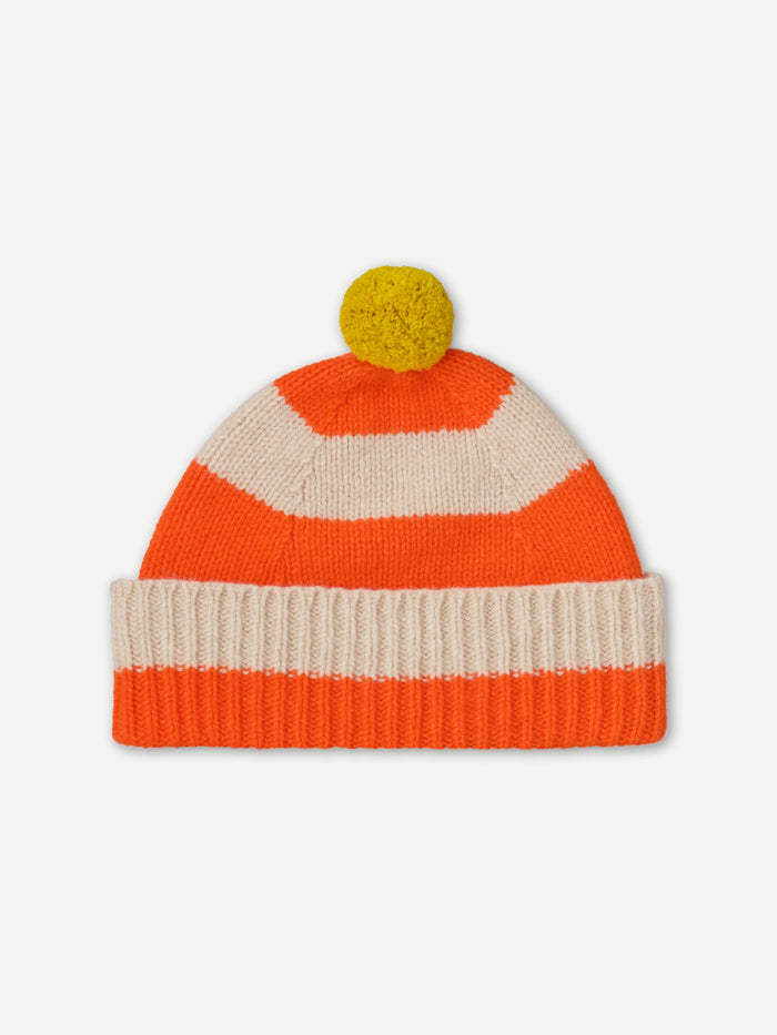eat dust JG Stripe Pompom Hat Orange Gloss/Oatmeal