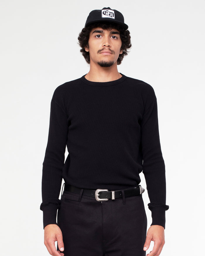 eat dust L/S Thermo Waffle T Jersey Black
