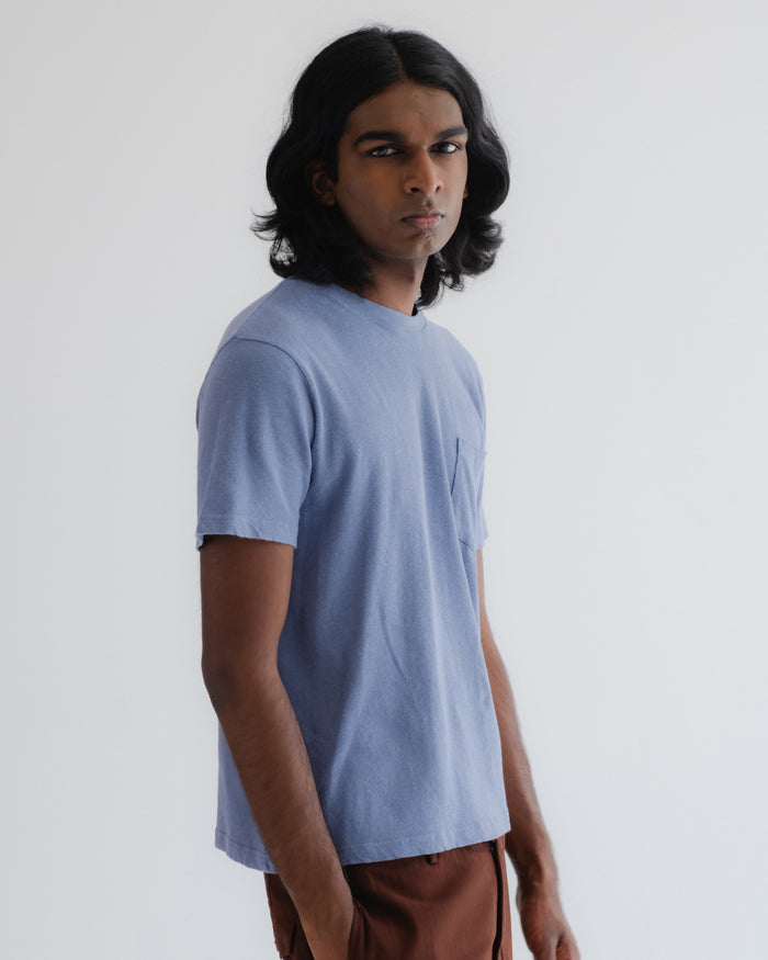 Eat Dust Pocket T Cotton Hemp Riviera Blue