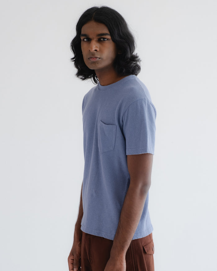 Eat Dust Pocket T Cotton Hemp Riviera Blue