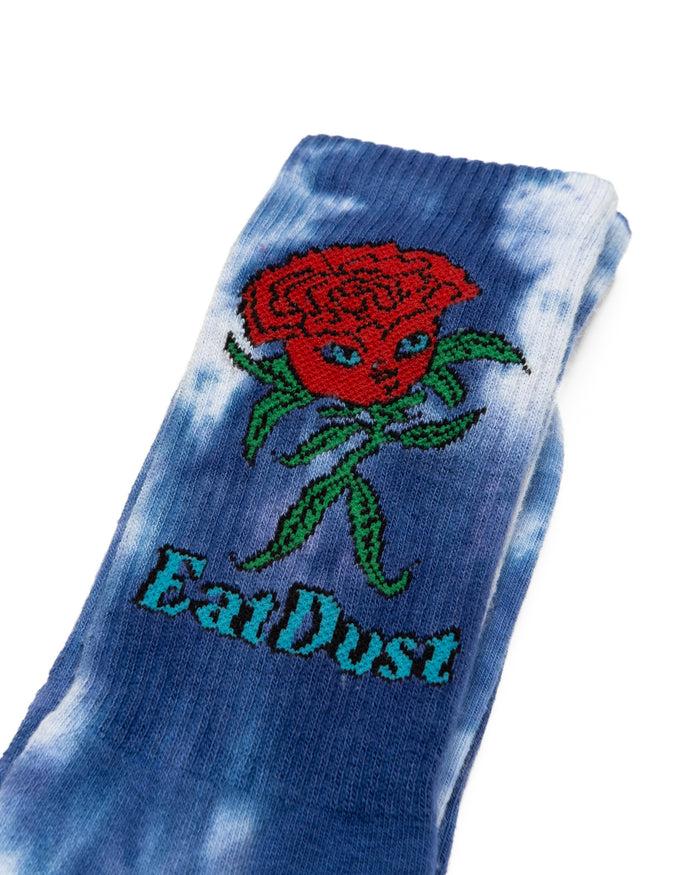 Eat Dust Rose Socks Cotton Tie Dye Blue