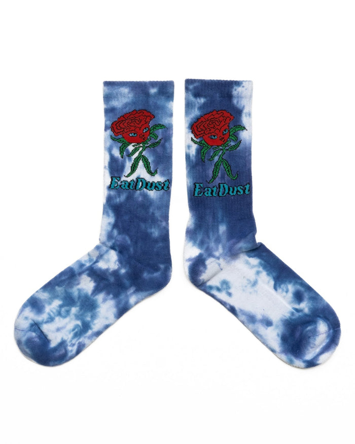 Eat Dust Rose Socks Cotton Tie Dye Blue