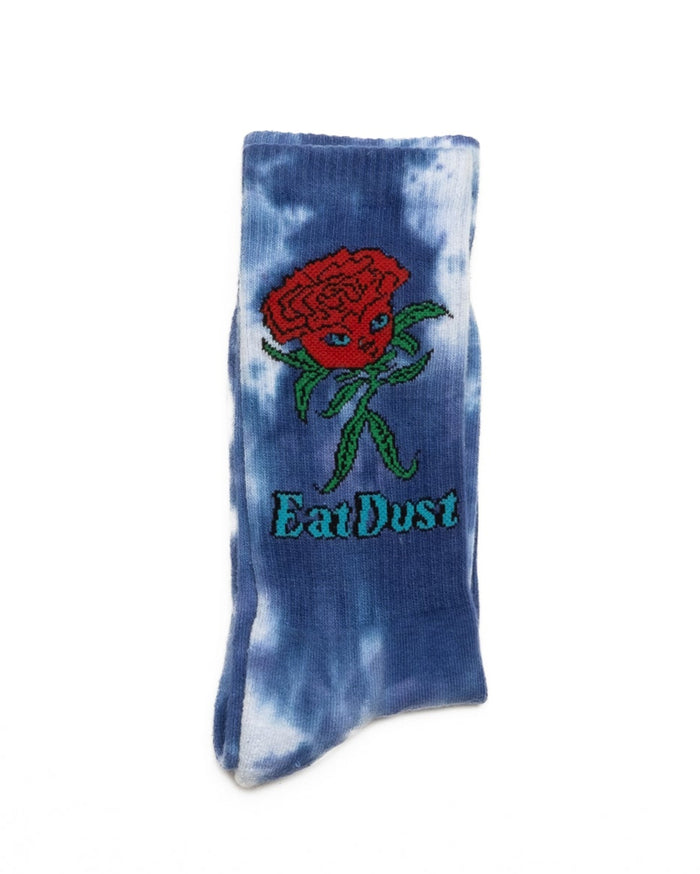 eat dust Rose Socks Cotton Tie Dye Blue
