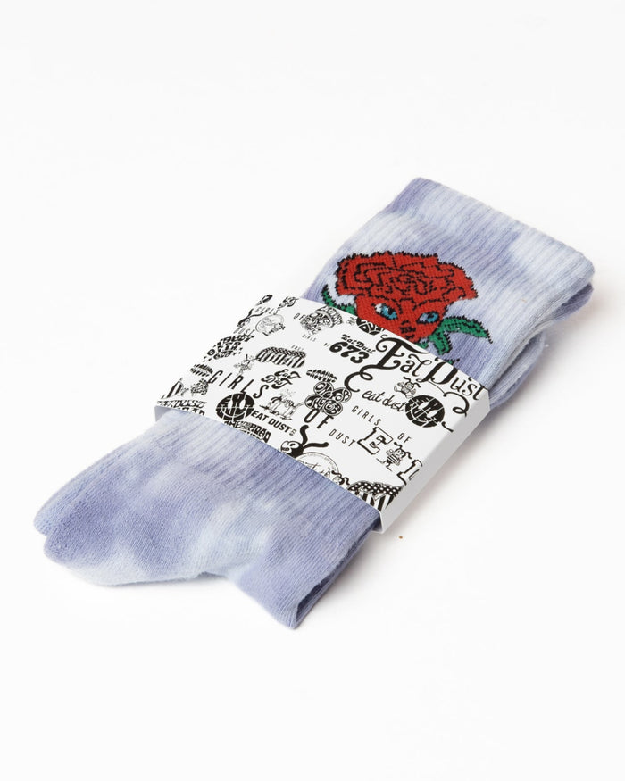 Eat Dust Rose Socks Cotton Tie Dye Violet