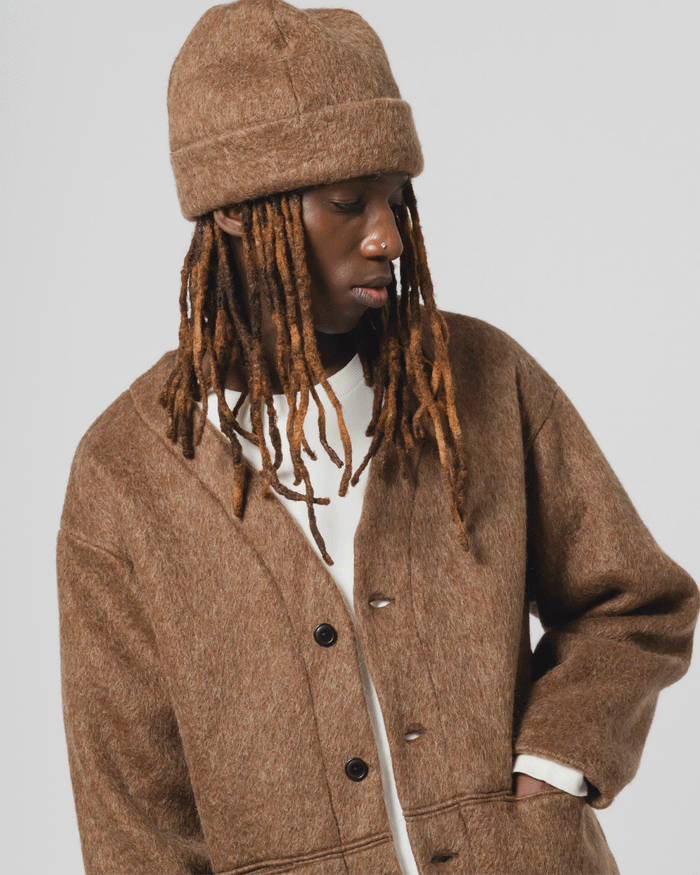 Eat Dust Skully Hat Mohair Fleece Java Brown