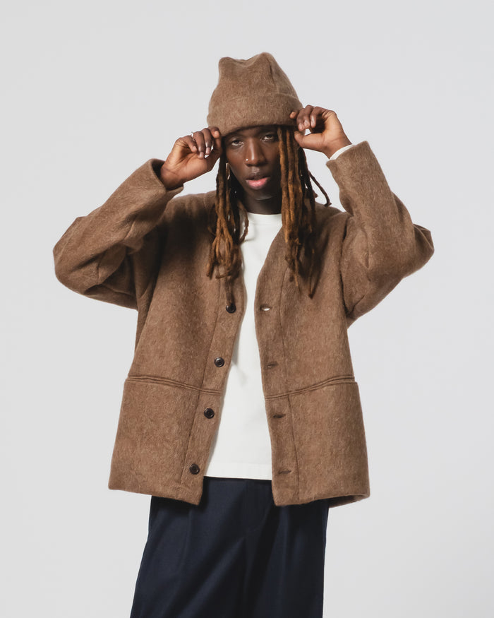 Eat Dust Skully Hat Mohair Fleece Java Brown