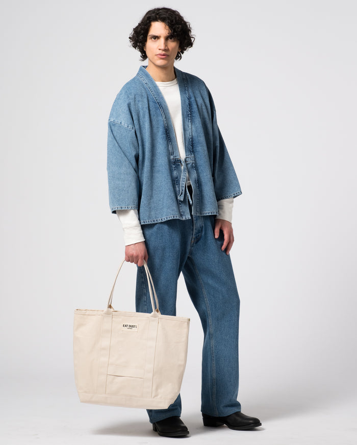 Eat Dust Small Canvas Shopper Bag Off White