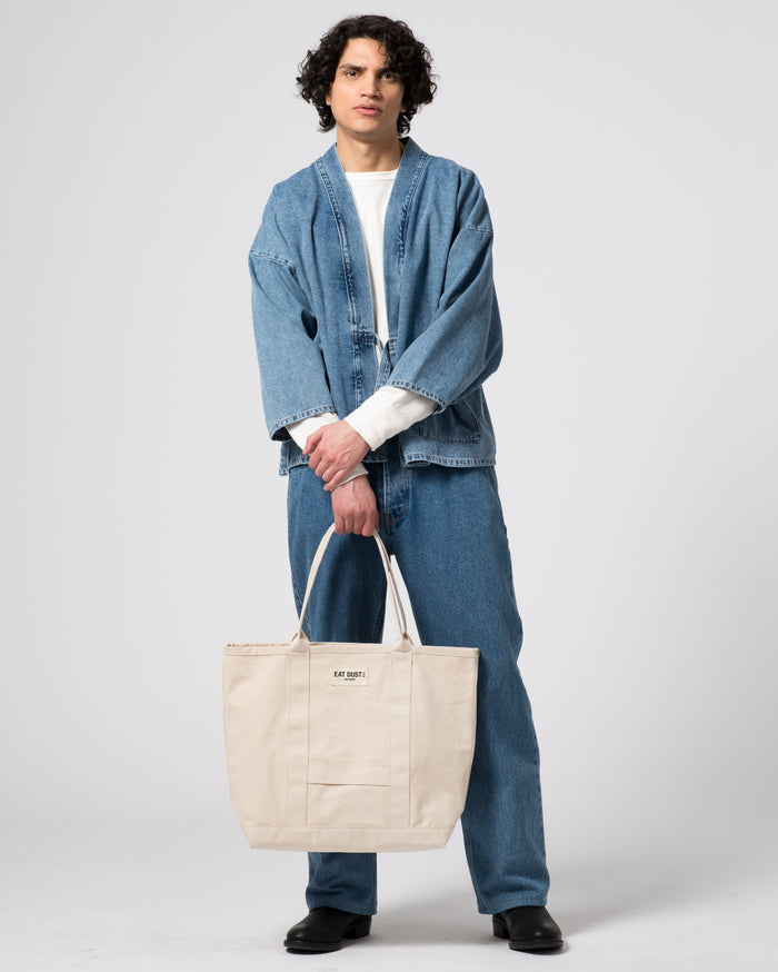 Eat Dust Small Canvas Shopper Bag Off White