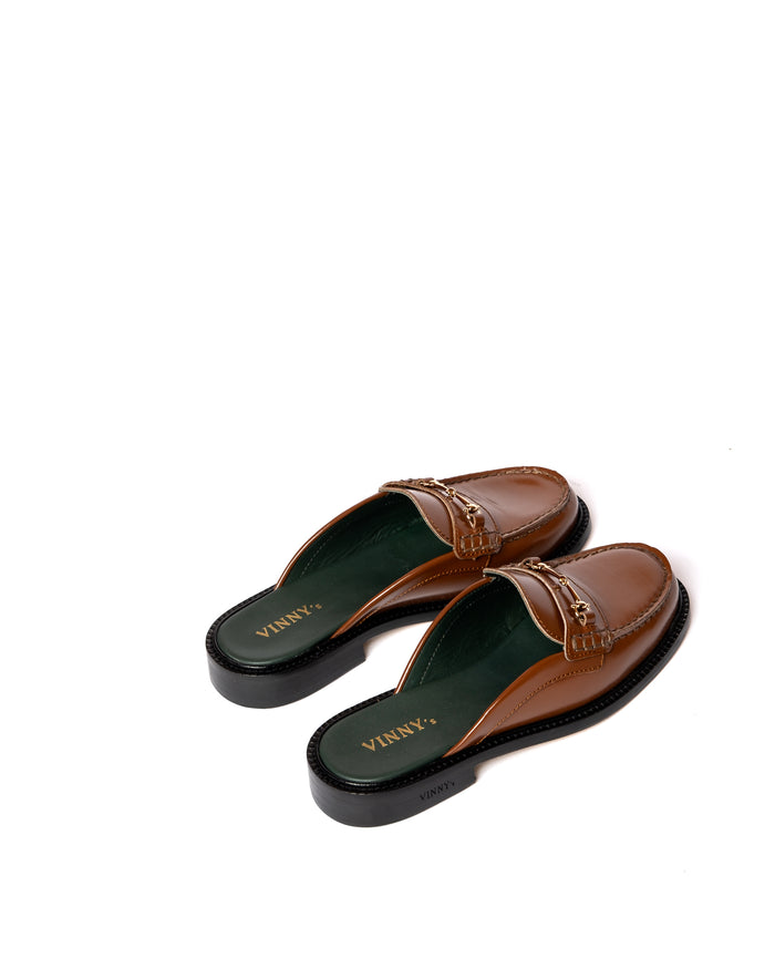 Eat Dust Vinny's Yardee Mule Polido Leather Cognac