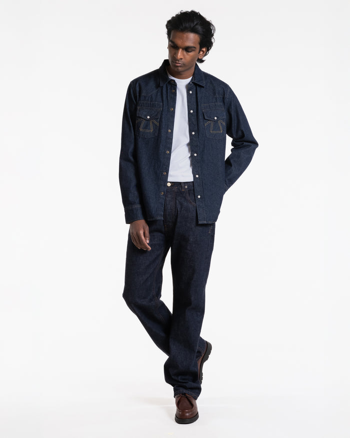 Eat Dust Western Shirt Texas Indigo