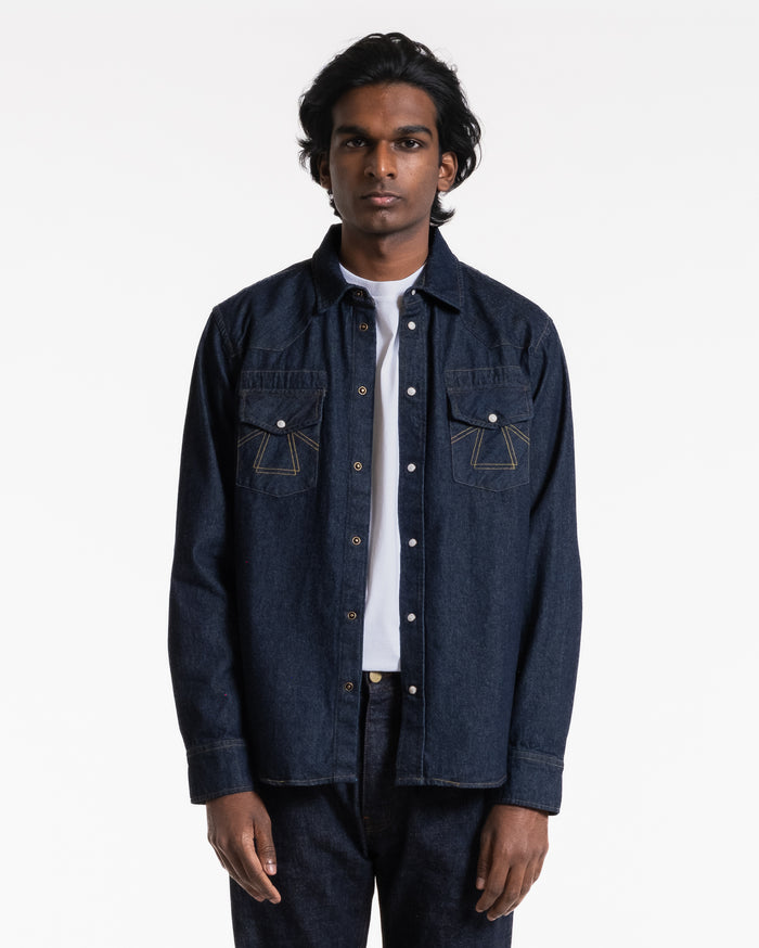 eat dust Western Shirt Texas Indigo