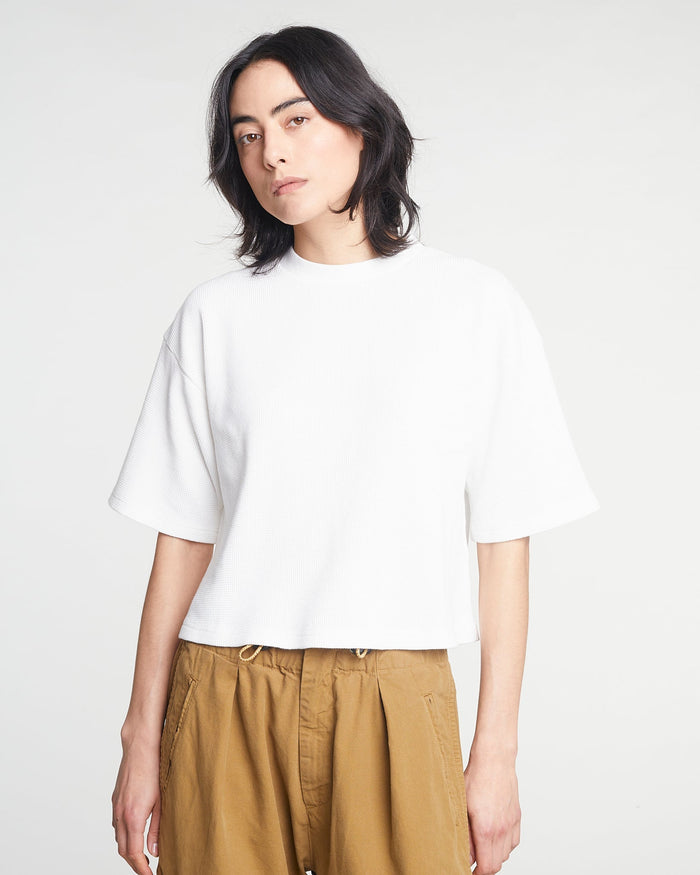 Eat Dust G.o.D Big T Cropped Waffle Jersey Off White