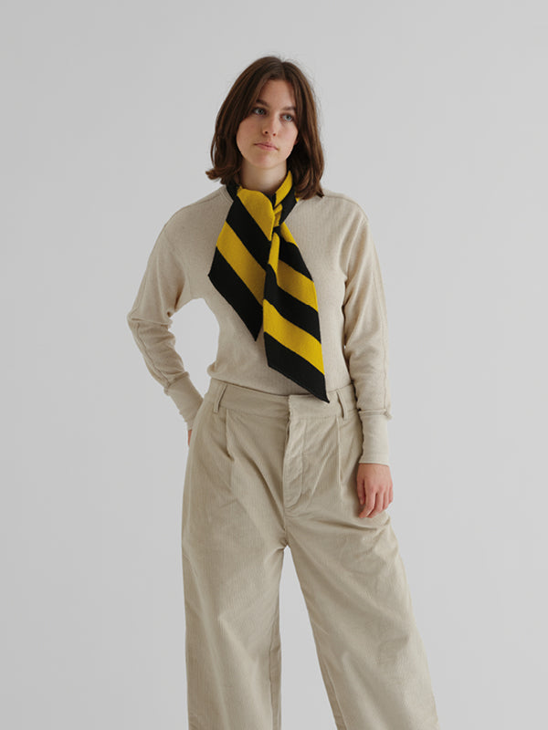 eat dust JG Small Diagonal Stripe Scarf Black/Turmeric