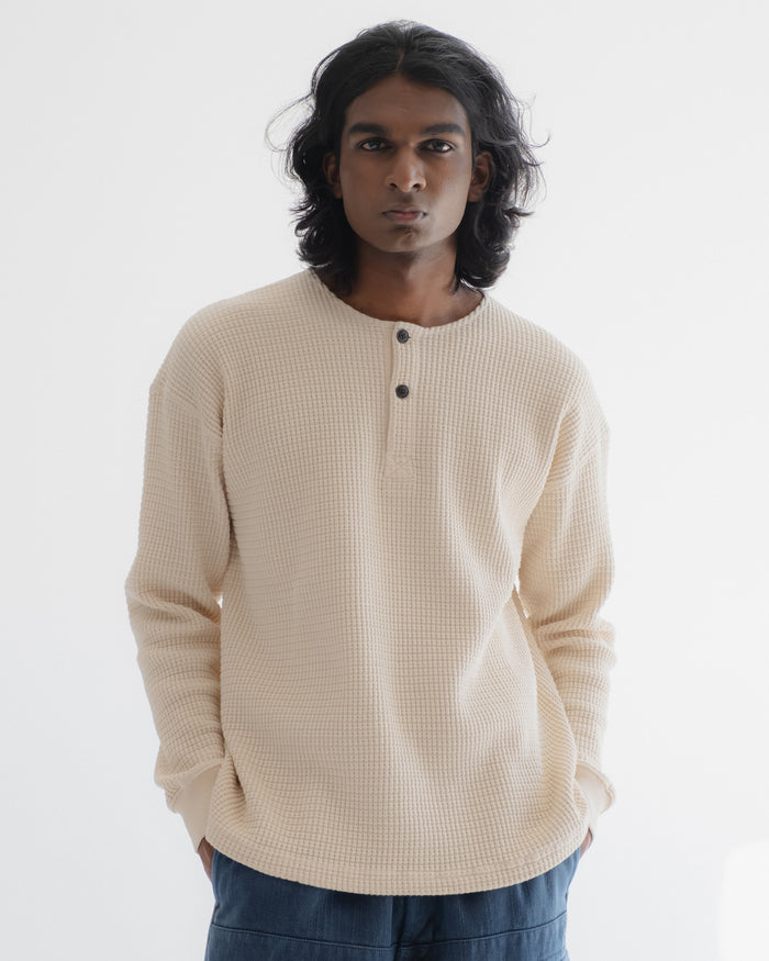 eat dust Venice Sweat Heavy Waffle Cotton Off-White