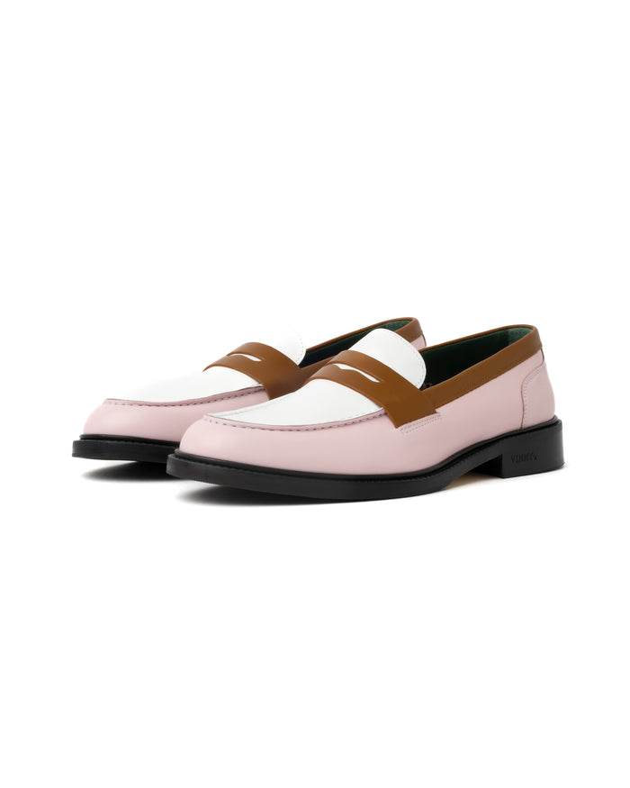 eat dust Vinny's Townee Tri-Tone Penny Loafer Leather Pink