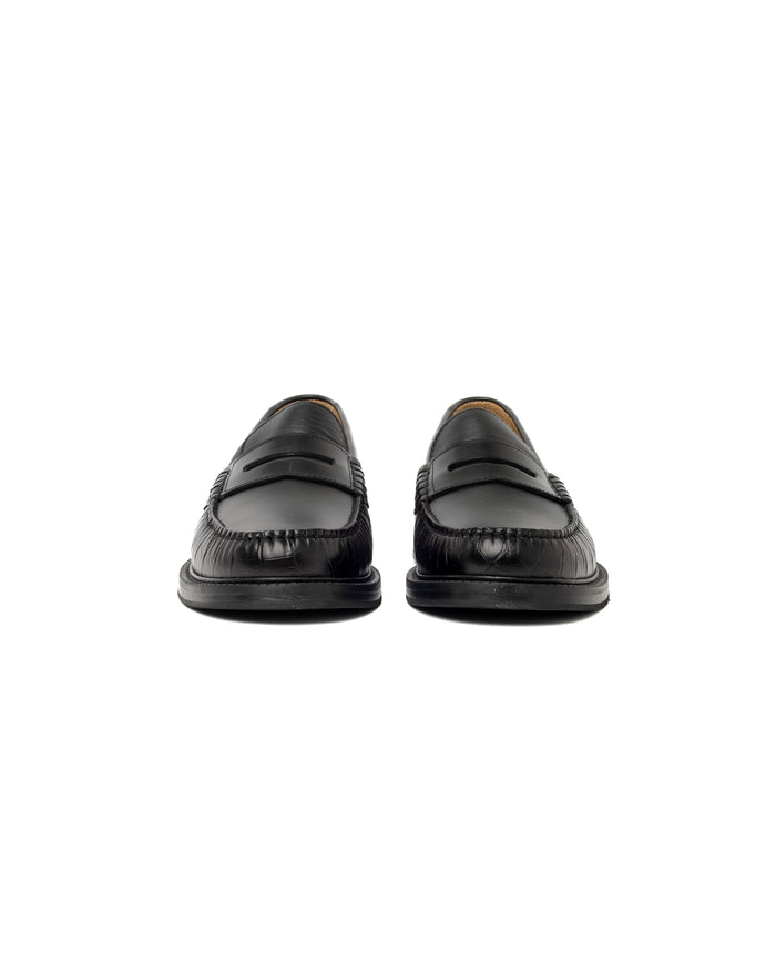 Eat Dust Vinny's Yardee Mocassin Loafer Croco Pattern Black/Black Crust
