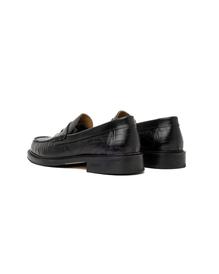 Eat Dust Vinny's Yardee Mocassin Loafer Croco Pattern Black/Black Crust