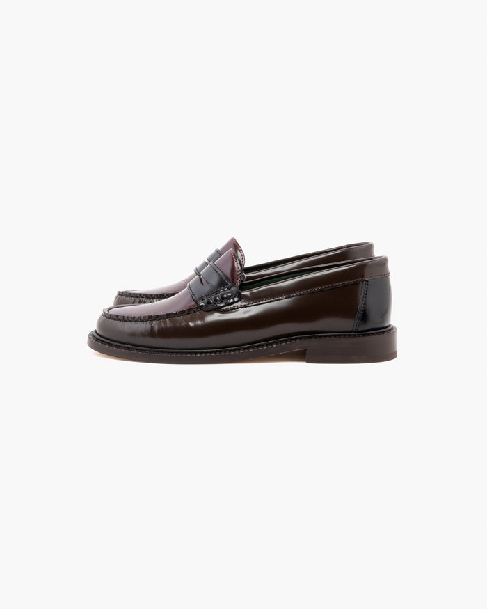 eat dust Vinny's Yardee Mocassin Loafer Polido Leather Brown/Burgundy/Blue