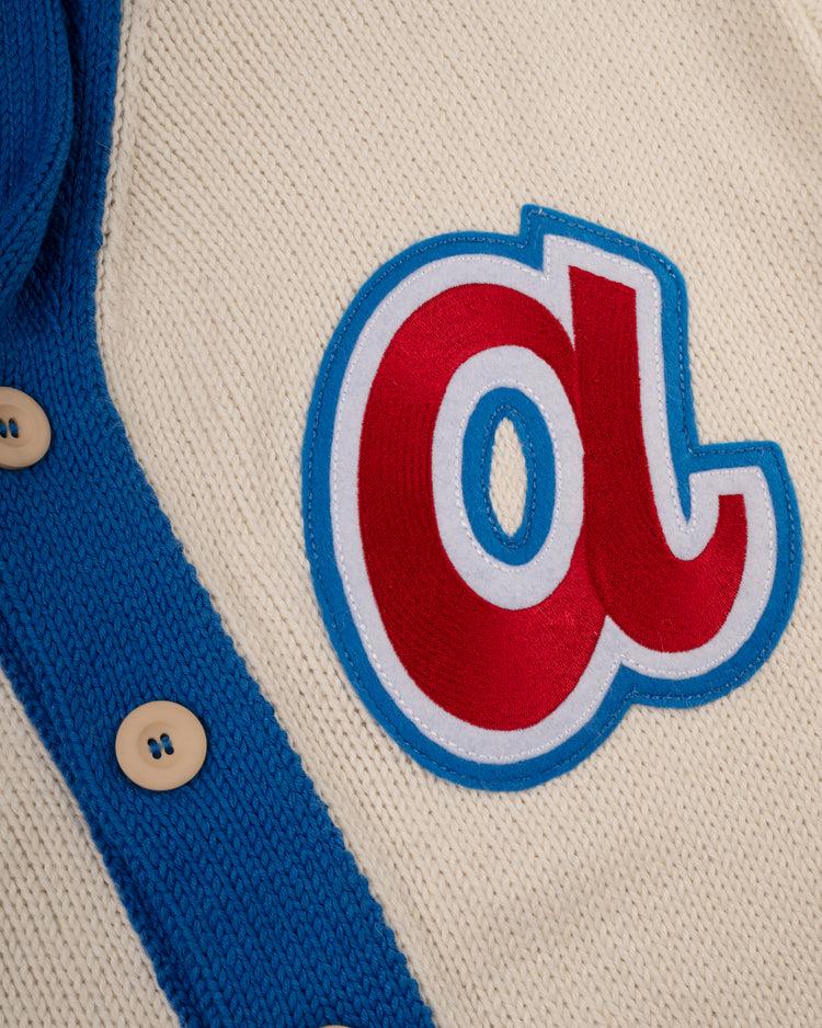 Ebbets Field Flannels Atlanta Braves 1974 Wool Shawl Collar Sweater