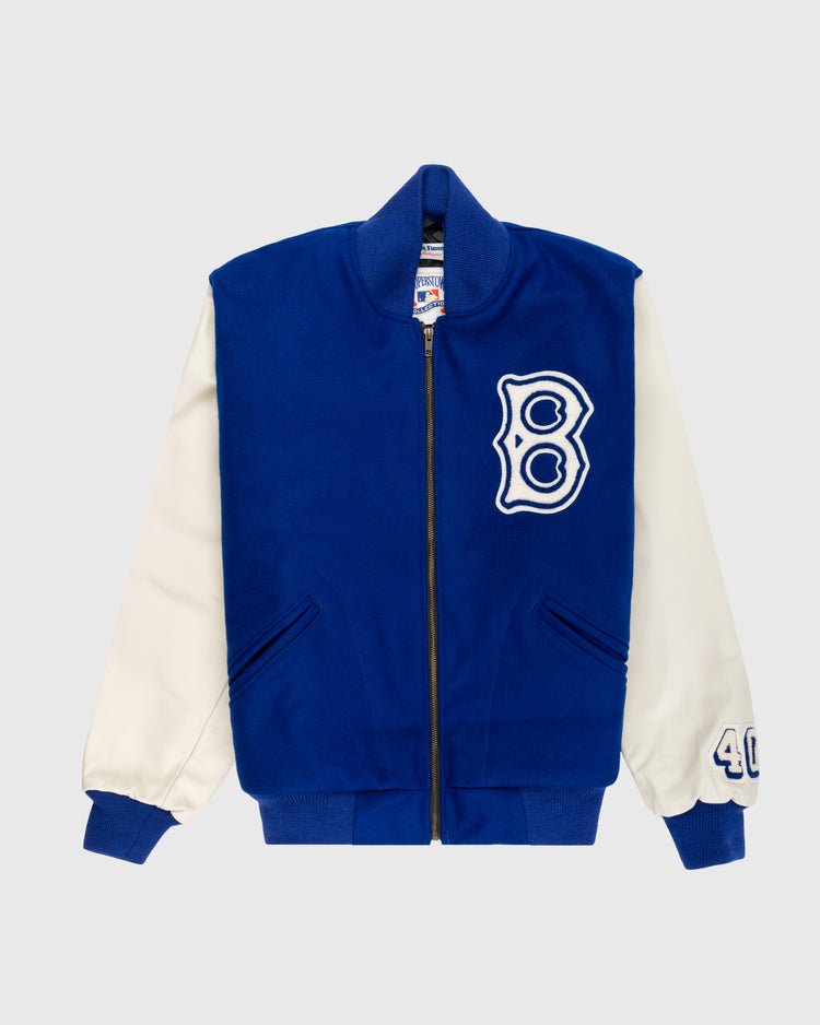 ebbets field flannels Brooklyn Dodgers 1940 Authentic Wool & Leather Varsity Jacket