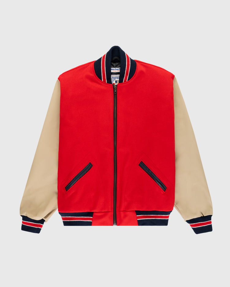 ebbets field flannels Cincinnati Reds 1940 Authentic Wool & Leather Jacket