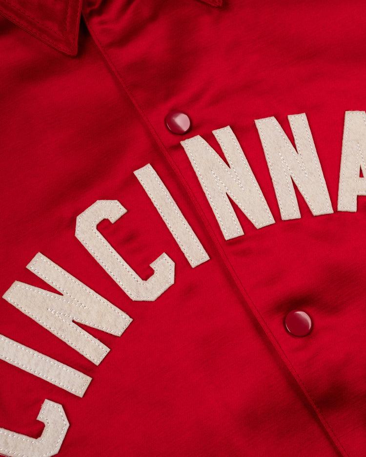 Ebbets Field Flannels Cincinnati Reds 1955 Satin Windbreaker Jacket