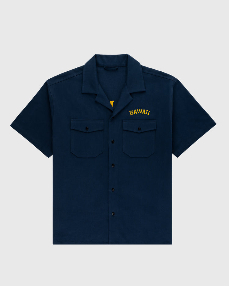 ebbets field flannels Hawaii Islanders (PCL) Cotton Linen Grounds Crew Short Sleeve Workshirt