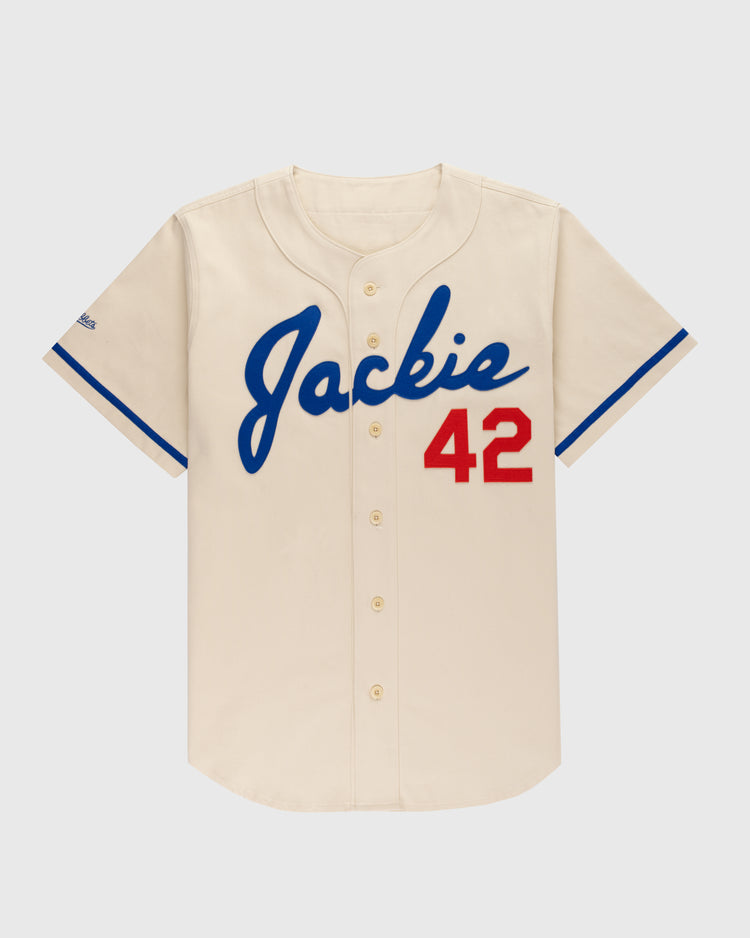 ebbets field flannels Jackie Robinson Cotton Twill Baseball Jersey