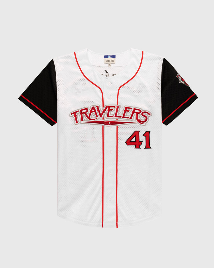 ebbets field flannels Julio Rodríguez Arkansas Travelers Mesh Button-Up Jersey