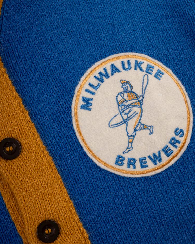 Ebbets Field Flannels Milwaukee Brewers 1970-1977 Wool Shawl Collar Sweater