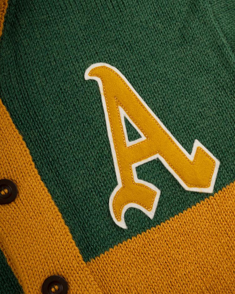 Ebbets Field Flannels Oakland Athletics 1969 Wool Shawl Collar Sweater