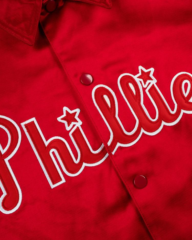Ebbets Field Flannels Philadelphia Phillies 1950 Satin Windbreaker Jacket