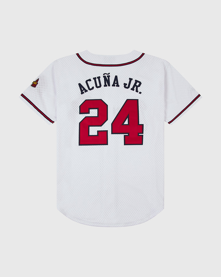 Ebbets Field Flannels Ronald Acuña Jr. Gwinnett Braves Mesh Button-Up Jersey