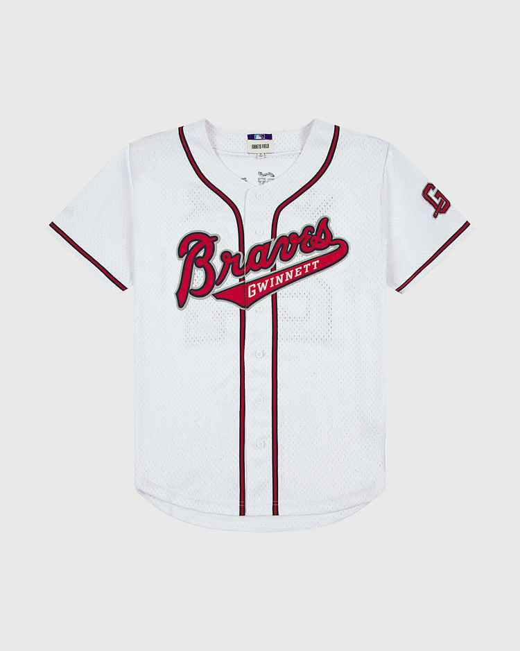 ebbets field flannels Ronald Acuña Jr. Gwinnett Braves Mesh Button-Up Jersey