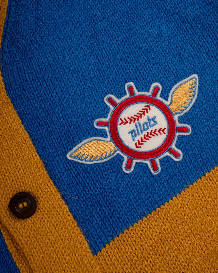Ebbets Field Flannels Seattle Pilots 1969 Wool Shawl Collar Sweater