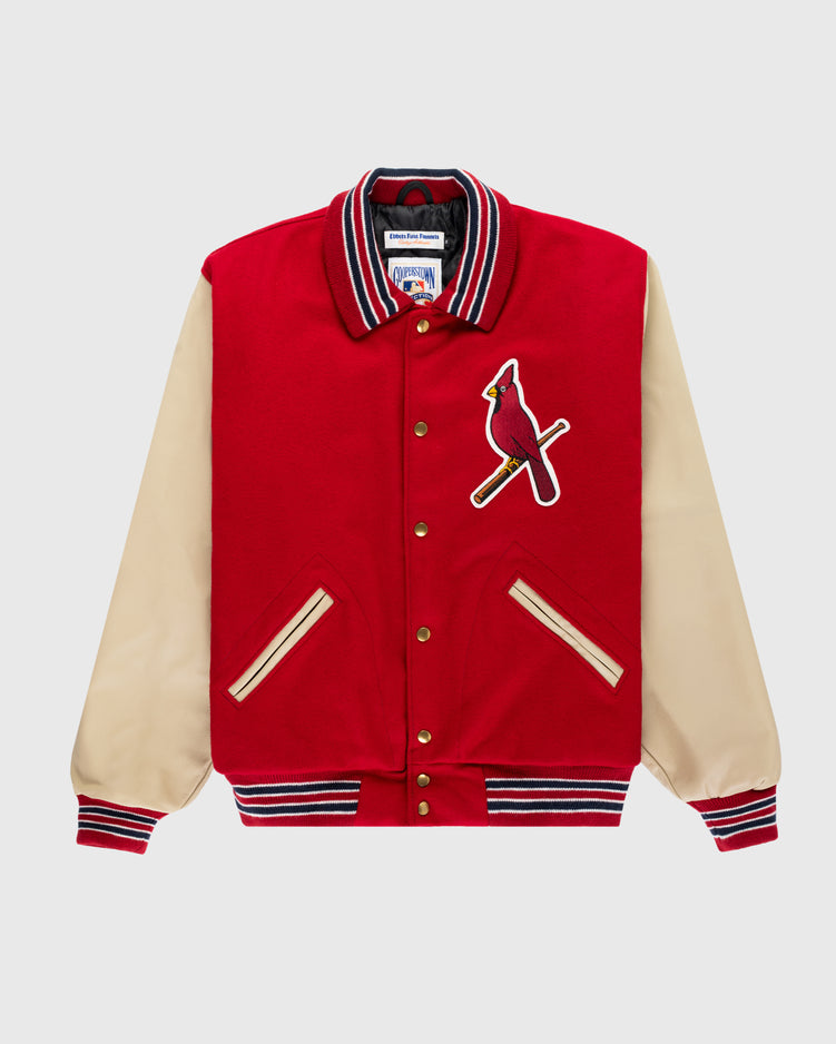 ebbets field flannels St. Louis Cardinals 1940 Authentic Wool & Leather Jacket